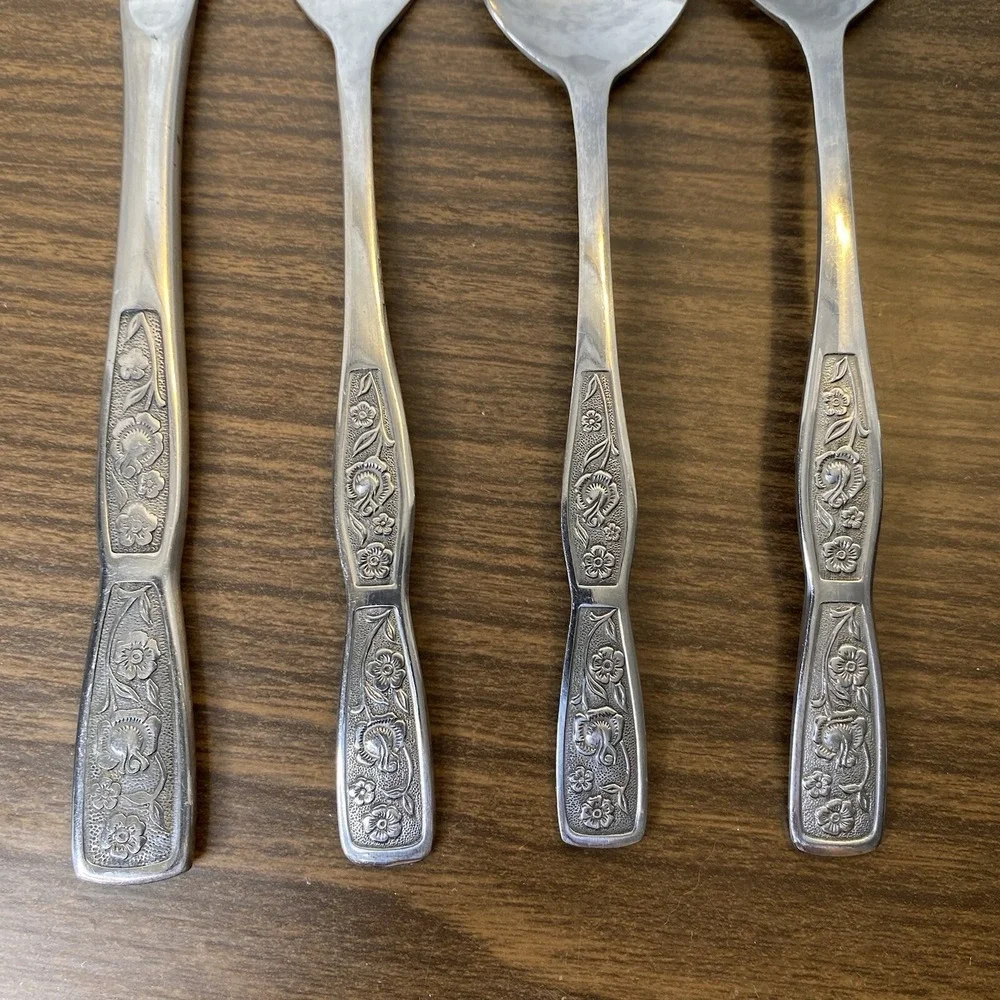 VTG Imperial Stainless 4pc TROPIC GARDEN Dinner Fork Knife Place Spoon Teaspoon